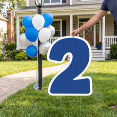 Bold Blue Number 2 Yard Sign