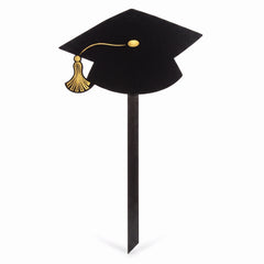 Graduation Cap Lawn Sign - Black & Gold Outdoor Decoration