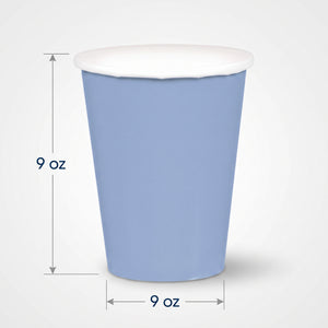 Pastel Blue 9oz Paper Cups - Solid Color Collection