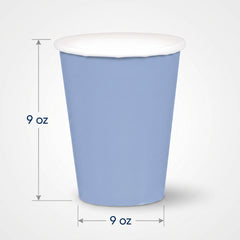 Pastel Blue 9oz Paper Cups - Solid Color Collection