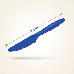 Heavy Duty Royal Blue Plastic Knives - 7.5 in. - 50 Pack