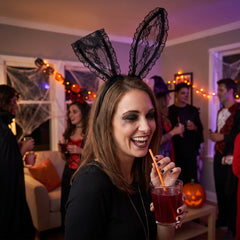 Black Lace Bunny Ears Headband for Halloween