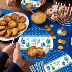 Festive Hanukkah Celebration Paper Plates - 6.75"