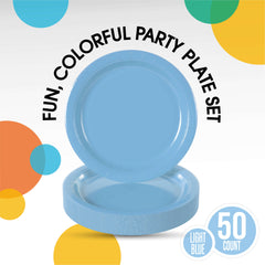 7 In. Light Blue Paper Plates - 50 Ct.