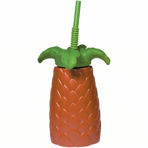 Tropical Palm Tree Cup with Straw
