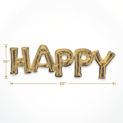 Gold Foil "HAPPY" Air Filled Balloon