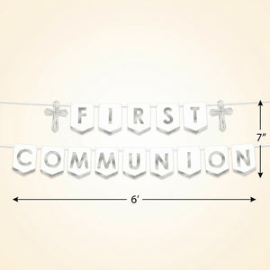 Elegant Silver First Communion Banner Set