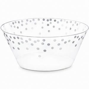 Silver Polka Dot Large Plastic Serving Bowl - 116 Oz.