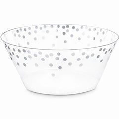 Silver Polka Dot Large Plastic Serving Bowl