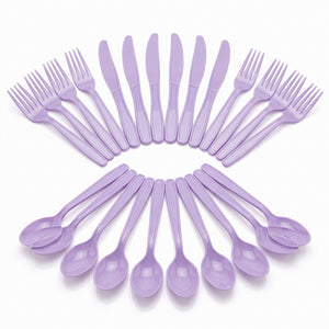 Lavender Assorted Plastic Cutlery Set - 24 Pieces - 7.5 in.