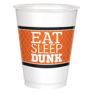"Eat Sleep Dunk" Basketball Plastic Cups - 16 oz, 8 Pack