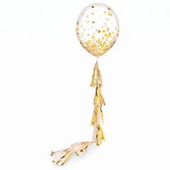 Elegant White and Gold Tassel Balloon Tail Accessory - 6 ft