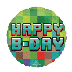 Pixel Party Happy B-Day Metallic Balloon