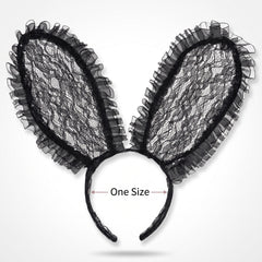 Black Lace Bunny Ears Headband for Halloween