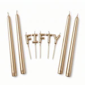 Golden Age 50th Birthday "Fifty" Pick Candle Set