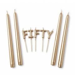 Golden Age 50th Birthday "Fifty" Pick Candle Set