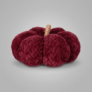 Cranberry Terry Herringbone Pumpkin Decoration - 7"