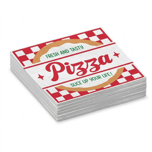 "Fresh and Tasty" Pizza Party Luncheon Napkins - 6.5 In. x 6.5 In. - 16 Pack