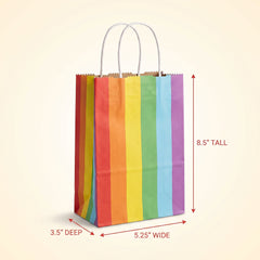 Rainbow Paper Kraft Gift Bags, 8.25-Inch, 10-Pack