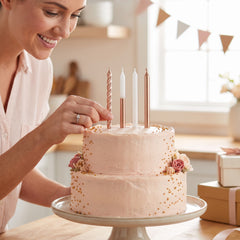Metallic Rose Gold & White Birthday Candle Set