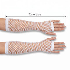 White Long Fishnet Fingerless Gloves - Costume Accessory