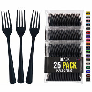 Black Plastic Forks | 25 Count