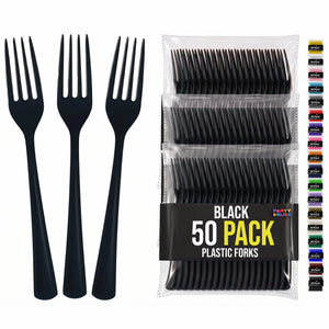 Heavy Duty Black Plastic Forks | 7.5 in. | 50 Count