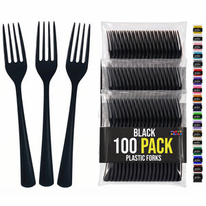 Heavy Duty Black Plastic Forks | 7.5 in. | 100 Count