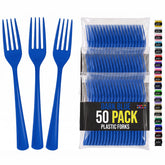 Heavy Duty Dark Blue Plastic Forks | 7.5 in. | 50 Count