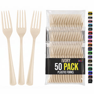 Heavy Duty Ivory Plastic Forks | 7.5 in. | 50 Count