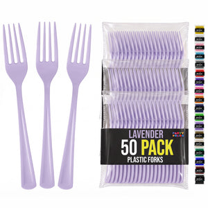 Heavy Duty Lavender Plastic Forks | 7.5 in. | 50 Count