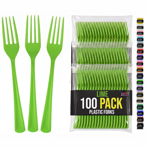 Heavy Duty Lime Green Plastic Forks | 7.5 in. | 100 Count