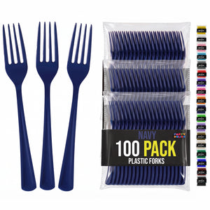 Heavy Duty Navy Plastic Forks | 7.5 in. | 100 Count
