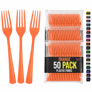 Heavy Duty Orange Plastic Forks | 7.5 in. | 50 Count