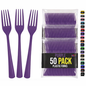 Heavy Duty Purple Plastic Forks | 7.5 in. | 50 Count