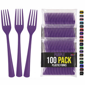 Heavy Duty Purple Plastic Forks | 7.5 in. | 100 Count