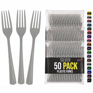 Heavy Duty Silver Plastic Forks | 7.5 in. | 50 Count