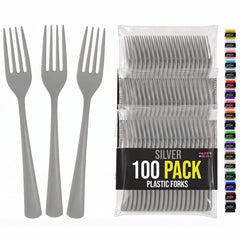 Heavy Duty Silver Plastic Forks | 7.5 in. | 100 Count