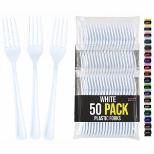 Heavy Duty White Plastic Forks | 7.5 in. | 50 Count