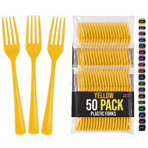 Heavy Duty Yellow Plastic Forks | 7.5 in. | 50 Count