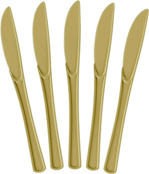 Heavy Duty Gold Plastic Knives - 7.75 in. | 100 Count