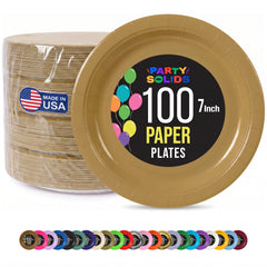 7 in. Gold Paper Plates | 100 Count
