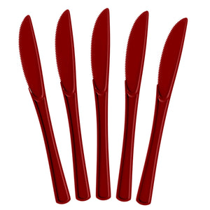 Heavy Duty Burgundy Plastic Knives - 7.75 in. | 100 Count