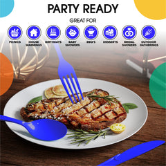 Heavy Duty Dark Blue Plastic Forks | 50 Count