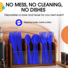 Heavy Duty Dark Blue Plastic Forks | 50 Count