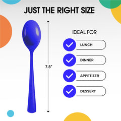 Dark Blue Plastic Spoons | 25 Count
