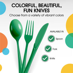 Heavy Duty Emerald Green Plastic Knives | Case of 1200