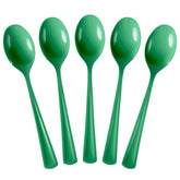 Heavy Duty Emerald Green Plastic Spoons | 100 Count