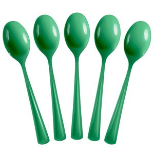 Heavy Duty Emerald Green Plastic Spoons | 50 Count