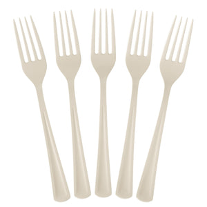 Heavy Duty Ivory Plastic Forks | 50 Count